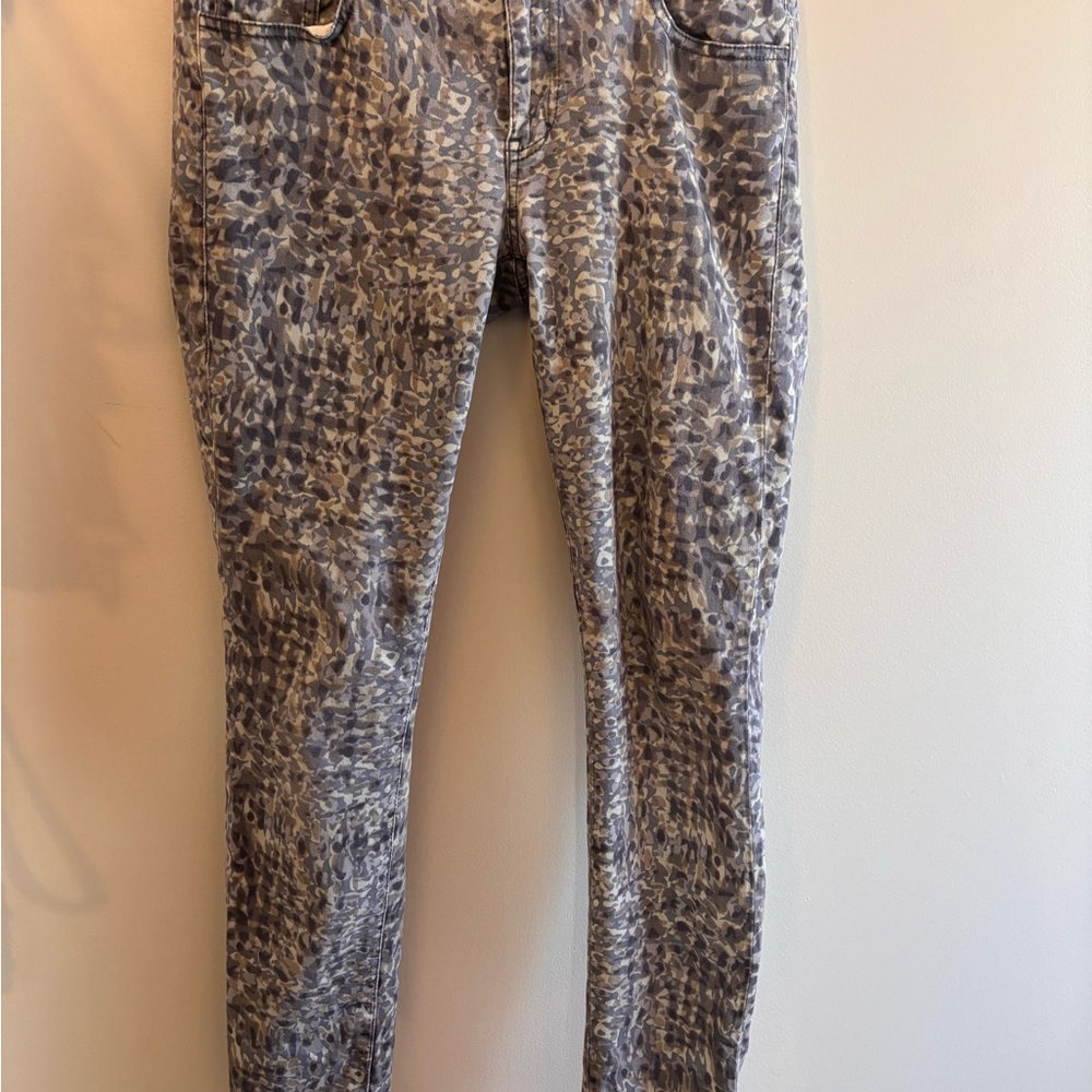 CAbi Blue and Gray Patterned Pants